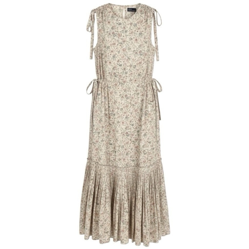Polo Ralph Lauren Size 0 Floral Midi Dress Tie‎ Shoulder Cottagecore Boho NWT